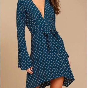 Faithfull the Brand Blue Floral Wrap Dress